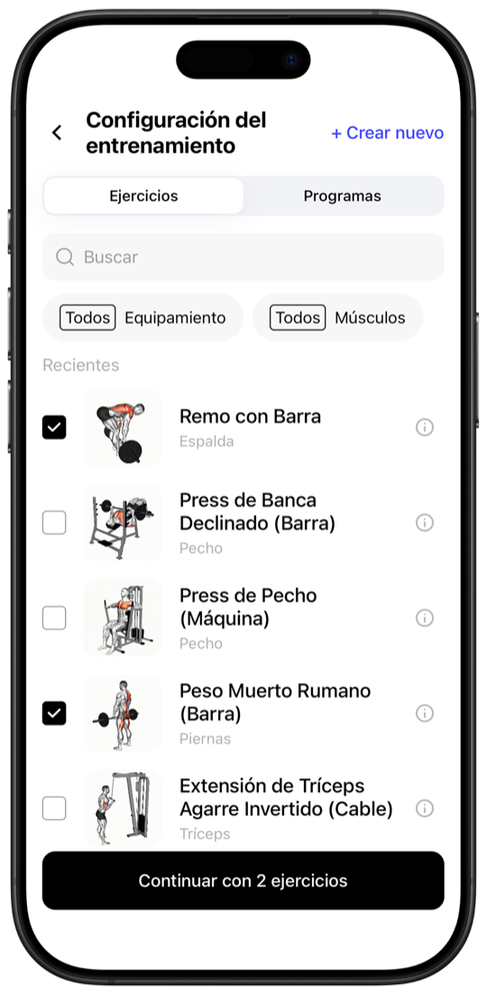 Fitnotes X exercise library with 800+ exercises, video thumbnails and muscle filters