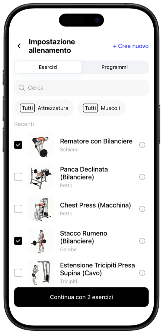 Fitnotes X exercise library with 800+ exercises, video thumbnails and muscle filters