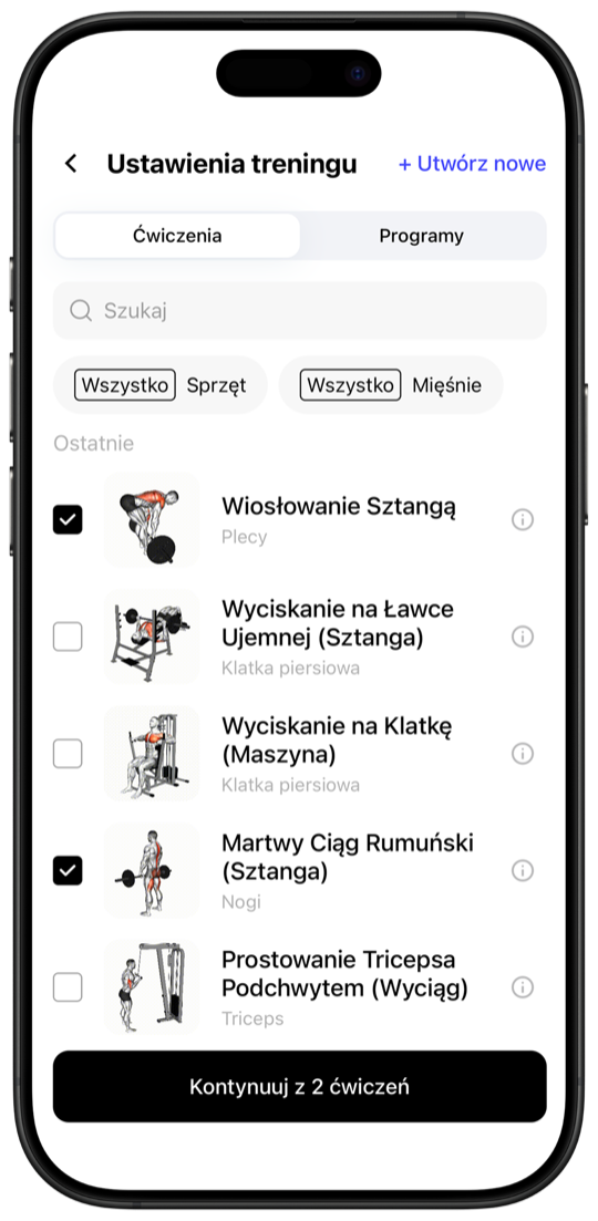 Fitnotes X exercise library with 800+ exercises, video thumbnails and muscle filters