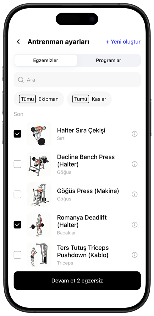 Fitnotes X exercise library with 800+ exercises, video thumbnails and muscle filters