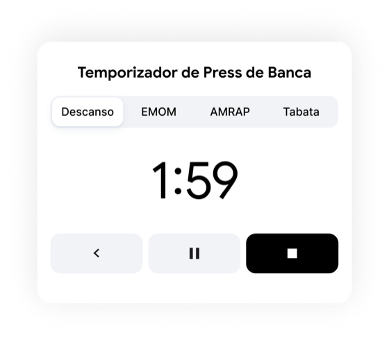 Rest timer between sets showing 1:59 countdown for Bench Press in Fitnotes X