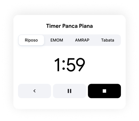 Rest timer between sets showing 1:59 countdown for Bench Press in Fitnotes X