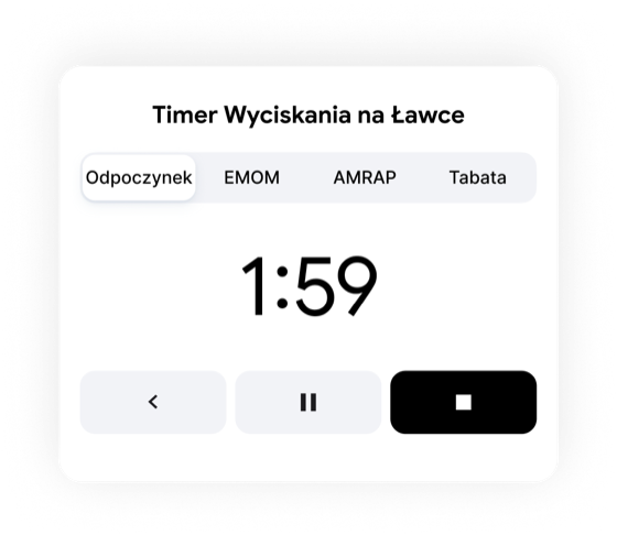 Rest timer between sets showing 1:59 countdown for Bench Press in Fitnotes X