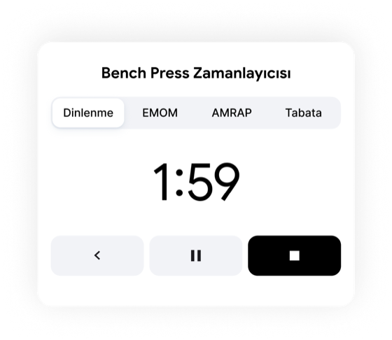 Rest timer between sets showing 1:59 countdown for Bench Press in Fitnotes X
