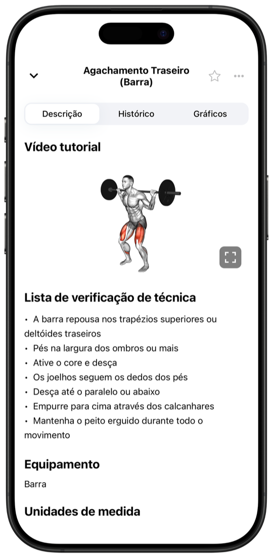 Exercise video tutorial with technique checklist and muscle targeting in Fitnotes X